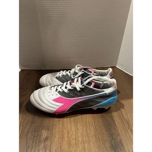 Diadora Brasil Elite Veloce GR Italy LPX Sz 8.5 Mens White Pink Soccer Cleats - Picture 1 of 8